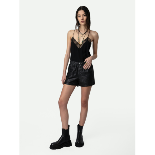 ZADIG&VOLTAIRE Pax Crinkled Leather Shorts