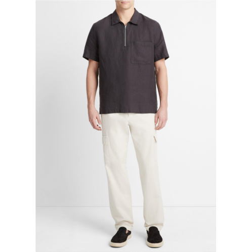 Vince Hemp Quarter-Zip Short-Sleeve Shirt