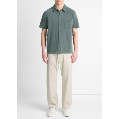 Vince Sueded Cotton Jersey Button-Front Shirt