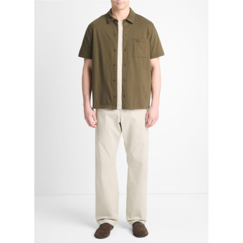 Vince Sueded Cotton Jersey Button-Front Shirt