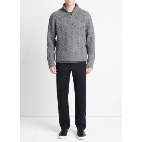 Vince Cable-Knit Wool Quarter-Zip Sweater