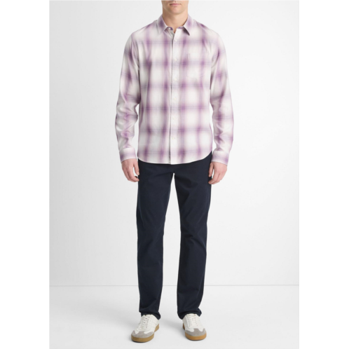 Vince Mirage Plaid Cotton-Blend Long-Sleeve Shirt