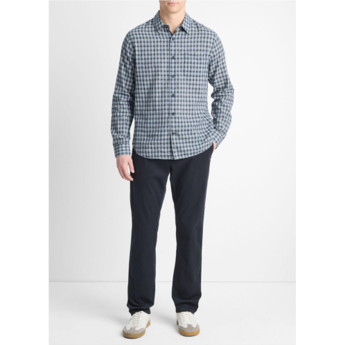 Vince Summit Plaid Linen-Cotton Long-Sleeve Shirt