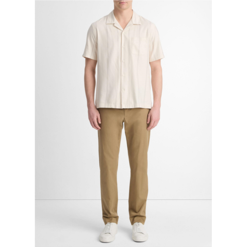 Vince Sunfair Stripe Cotton-Blend Short-Sleeve Shirt