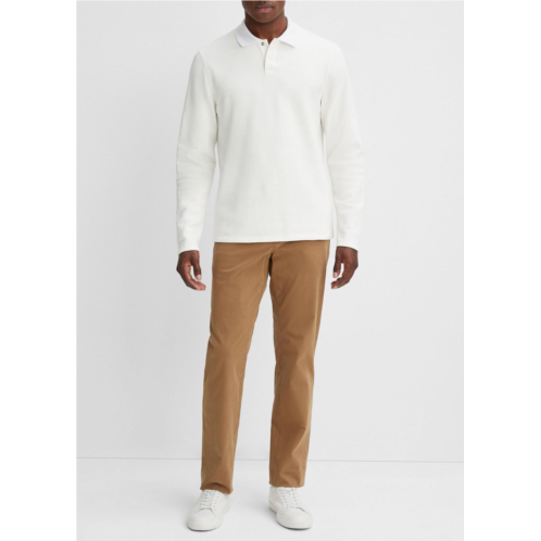 Vince Double-Knit Pique Long-Sleeve Polo Shirt