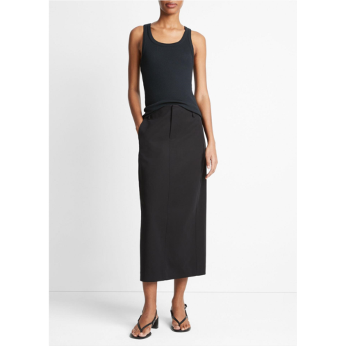 Vince Cotton Low-Rise Straight Trouser Skirt