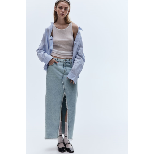 H&M Frayed-edge Denim Skirt