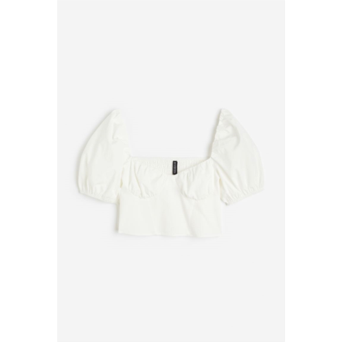 H&M Puff-sleeved Crop Blouse