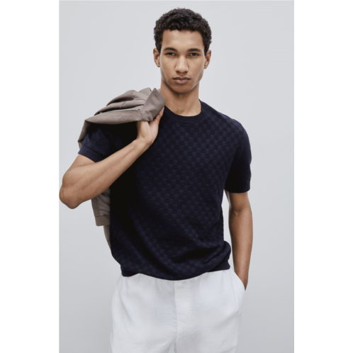 H&M Regular Fit Pattern-knit T-shirt