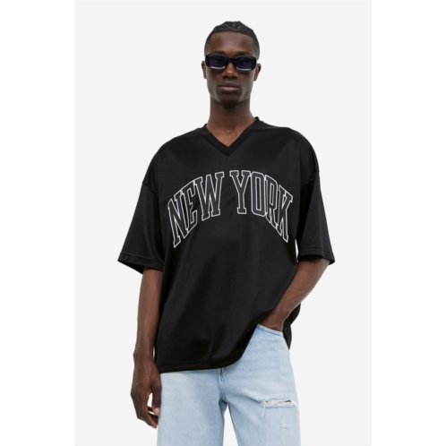H&M Oversized Fit Printed Mesh T-shirt