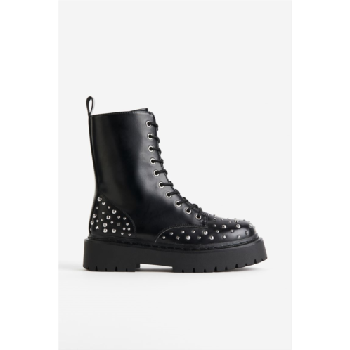 H&M Studded Lace-up Boots