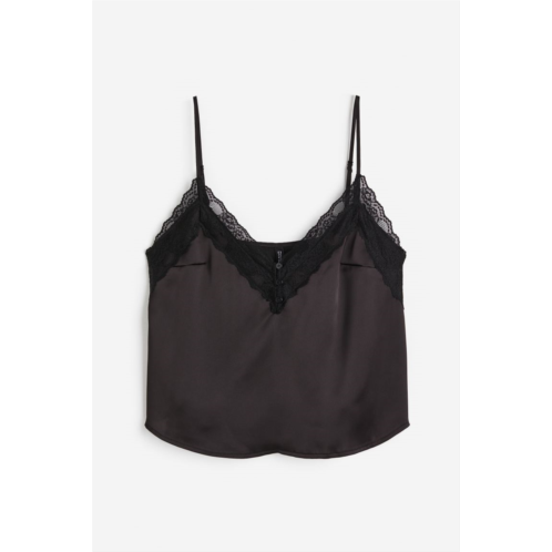 H&M Lace-trimmed Satin Camisole Top