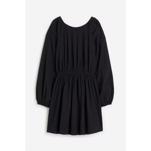 H&M Balloon-sleeved Open-backed Dress