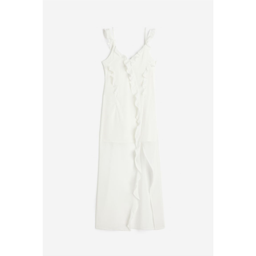 H&M Flounce-trimmed Chiffon Dress