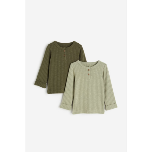 H&M 2-pack Ribbed Henley Shirts