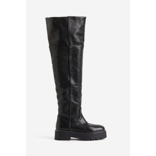 H&M Warm-lined Over-the-knee Leather Boots