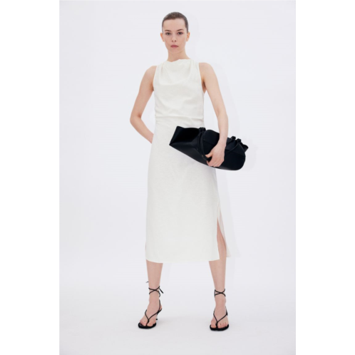 H&M Draped Linen-blend Dress