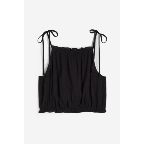 H&M Tie-strap Ruffle-trimmed Top