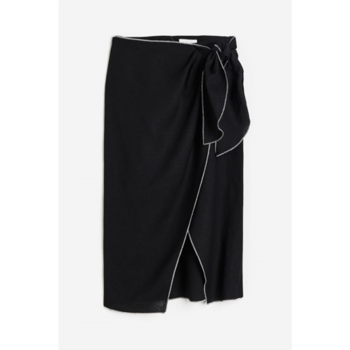 H&M Linen-blend Wrap-front Skirt