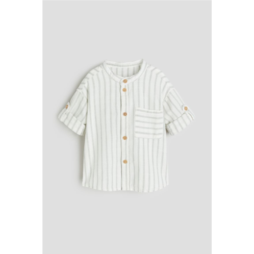 H&M Band-collar Cotton Shirt