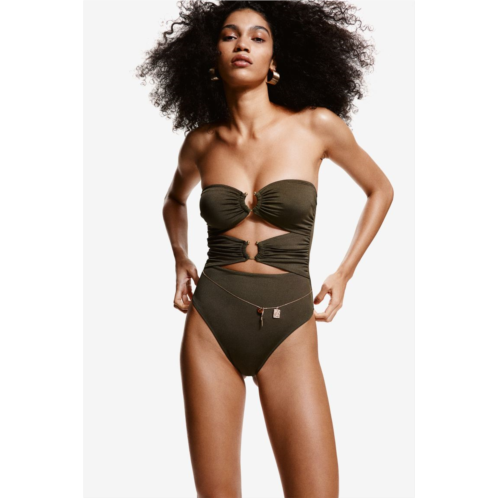 H&M Padded-cup High-leg Bandeau Swimsuit