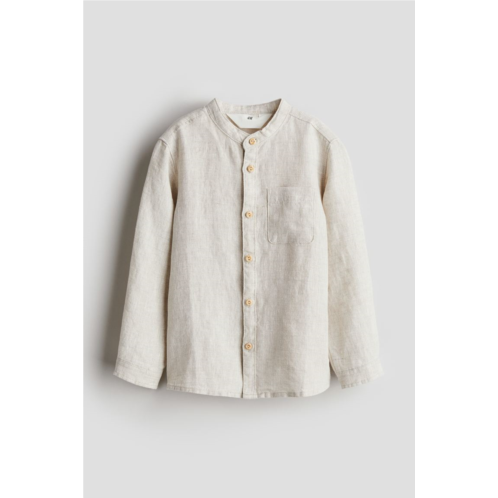 H&M Linen Band Collar Shirt