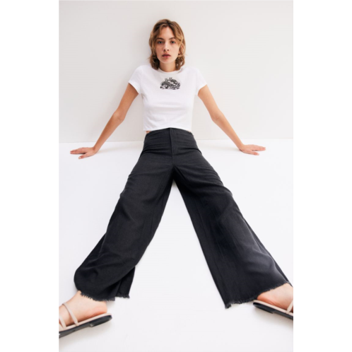 H&M Frayed-edge Linen-blend Pants