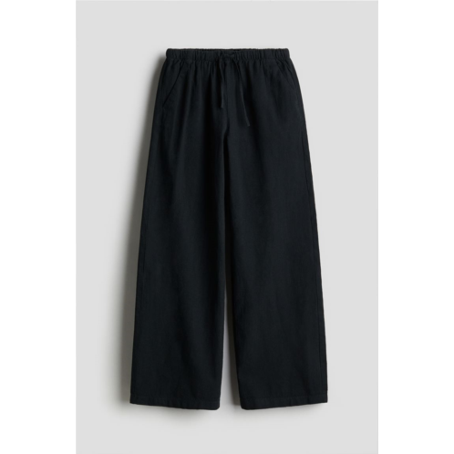 H&M Wide-leg Linen-blend Pull-on Pants