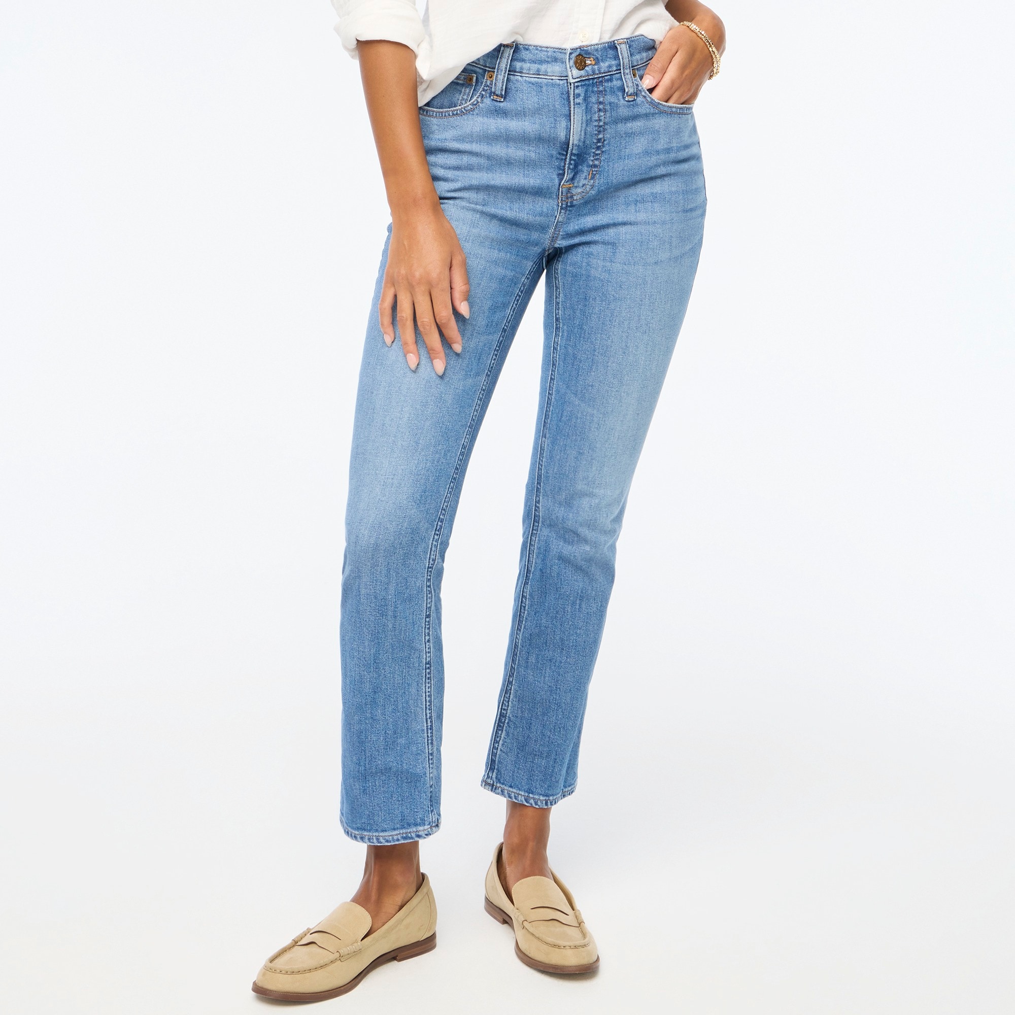 Jcrew Flare crop mid-rise jean in all-day stretch