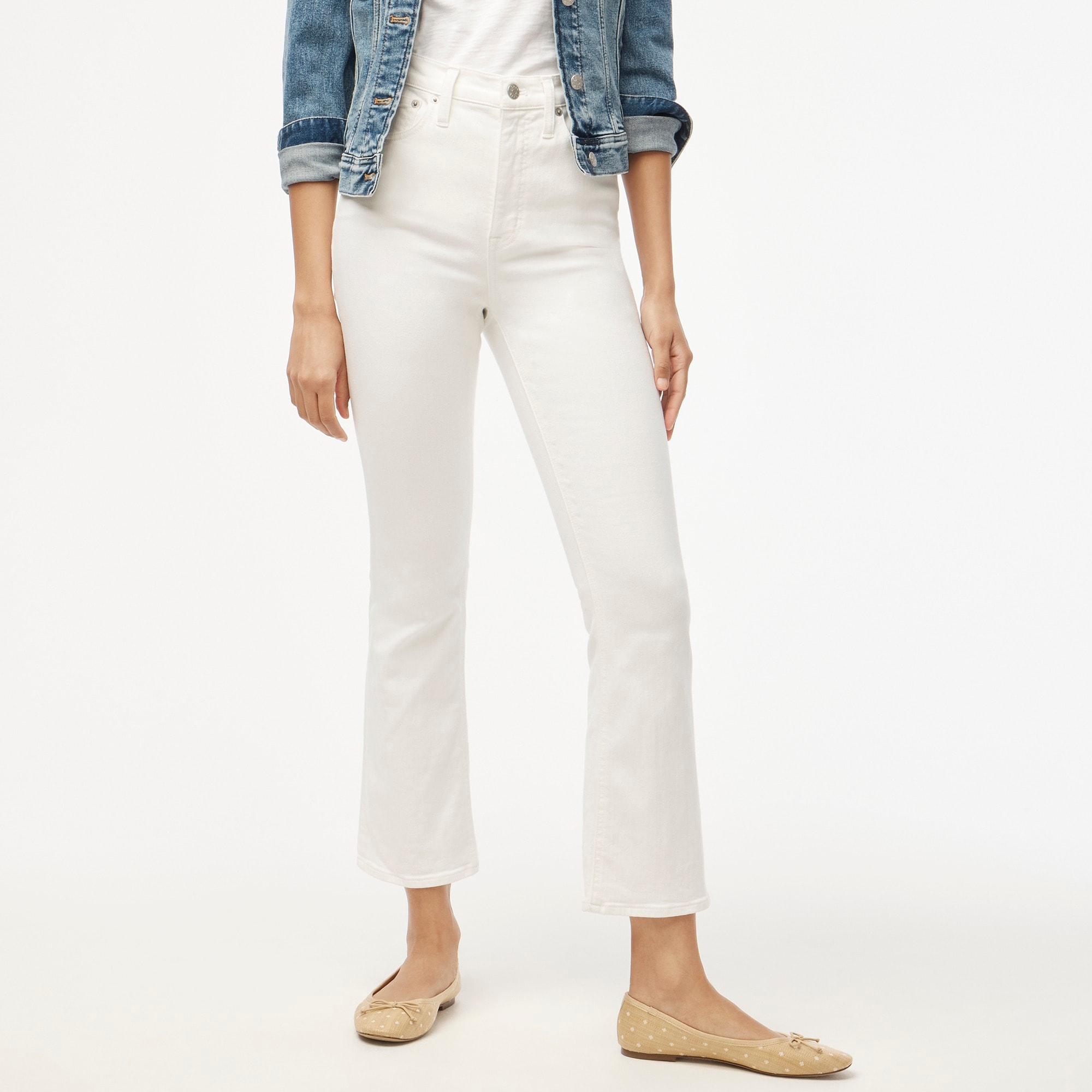 Jcrew Flare crop high-rise white jean in signature stretch