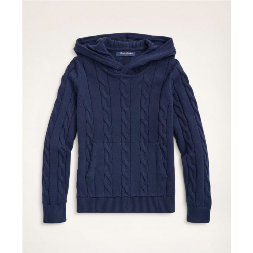 Brooksbrothers Boys Cotton Cable-Knit Hoodie Sweater