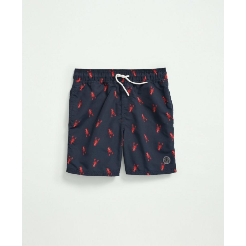 Brooksbrothers Boys Lobster Print Swim Trunks