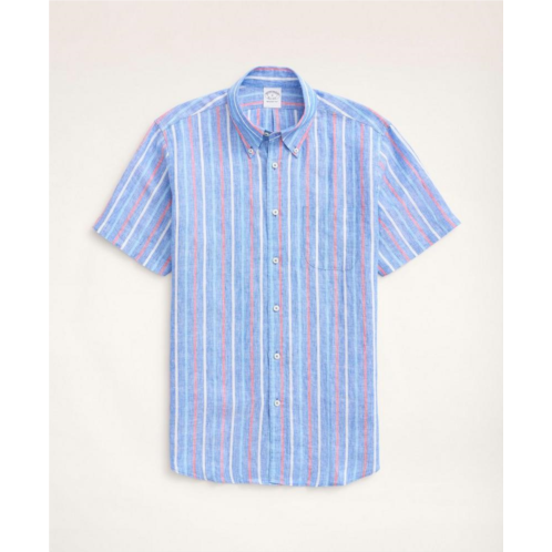 Brooksbrothers Regent Regular-Fit Short-Sleeve Stripe Linen Sport Shirt