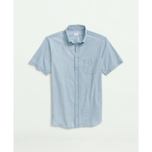 Brooksbrothers Cotton Chambray Button-Down Collar Short-Sleeve Sport Shirt