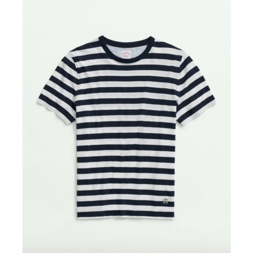 Brooksbrothers Striped T-Shirt in Linen-Cotton Blend