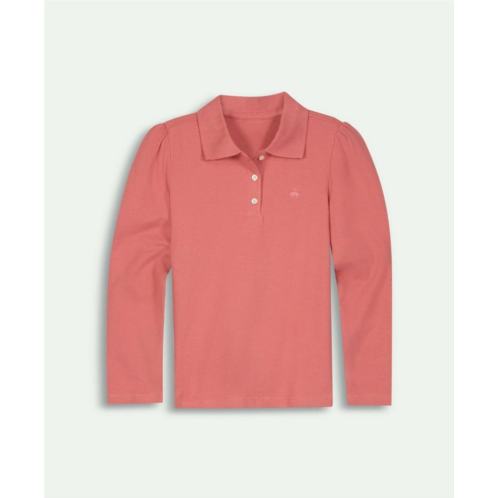 Brooksbrothers Girls Cotton Long Sleeve Pique Polo Shirt