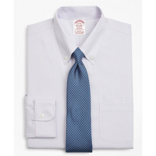 Brooksbrothers Stretch Madison Relaxed-Fit Dress Shirt, Non-Iron Micro-Check