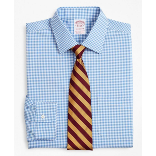 Brooksbrothers Stretch Madison Relaxed-Fit Dress Shirt, Non-Iron Poplin Ainsley Collar Gingham