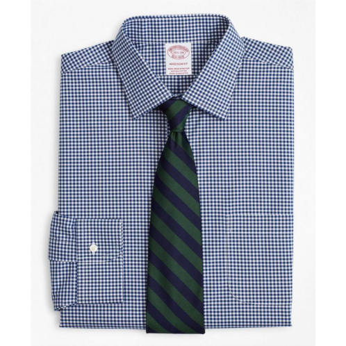 Brooksbrothers Stretch Madison Relaxed-Fit Dress Shirt, Non-Iron Poplin Ainsley Collar Gingham
