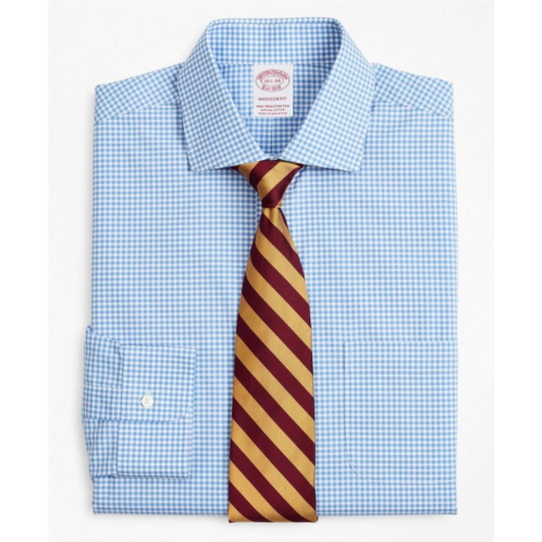 Brooksbrothers Stretch Madison Relaxed-Fit Dress Shirt, Non-Iron Poplin English Collar Gingham