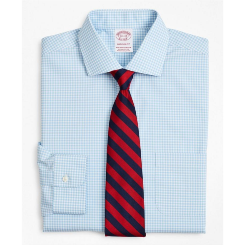 Brooksbrothers Stretch Madison Relaxed-Fit Dress Shirt, Non-Iron Poplin English Collar Gingham