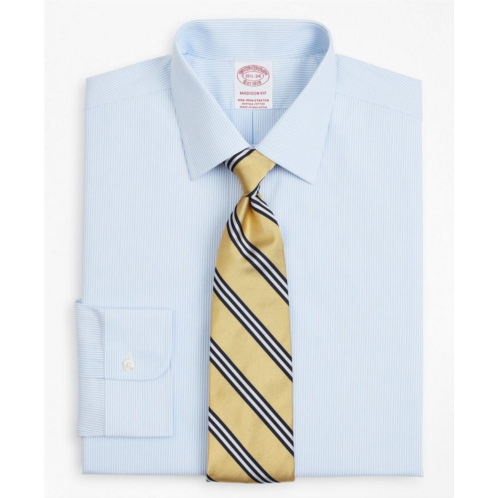 Brooksbrothers Stretch Madison Relaxed-Fit Dress Shirt, Non-Iron Poplin Ainsley Collar Fine Stripe