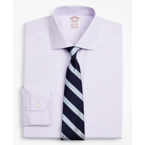 Brooksbrothers Stretch Madison Relaxed-Fit Dress Shirt, Non-Iron Poplin English Collar Fine Stripe