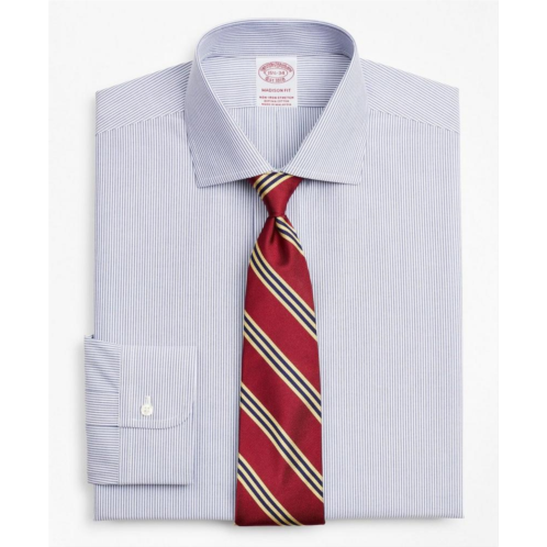 Brooksbrothers Stretch Madison Relaxed-Fit Dress Shirt, Non-Iron Poplin English Collar Fine Stripe
