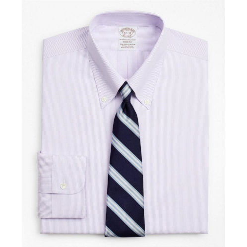 Brooksbrothers Stretch Soho Extra-Slim-Fit Dress Shirt, Non-Iron Poplin Button-Down Collar Fine Stripe