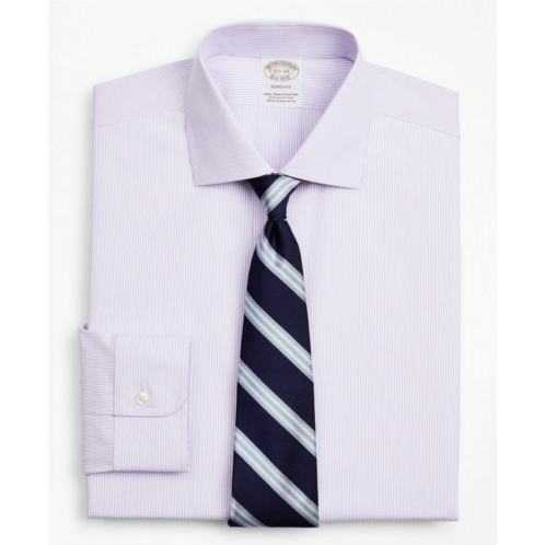 Brooksbrothers Stretch Soho Extra-Slim-Fit Dress Shirt, Non-Iron Poplin English Collar Fine Stripe