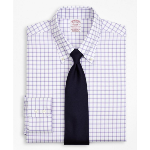 Brooksbrothers Stretch Madison Relaxed-Fit Dress Shirt, Non-Iron Twill Button-Down Collar Grid Check