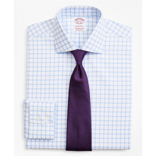 Brooksbrothers Stretch Madison Relaxed-Fit Dress Shirt, Non-Iron Twill English Collar Grid Check