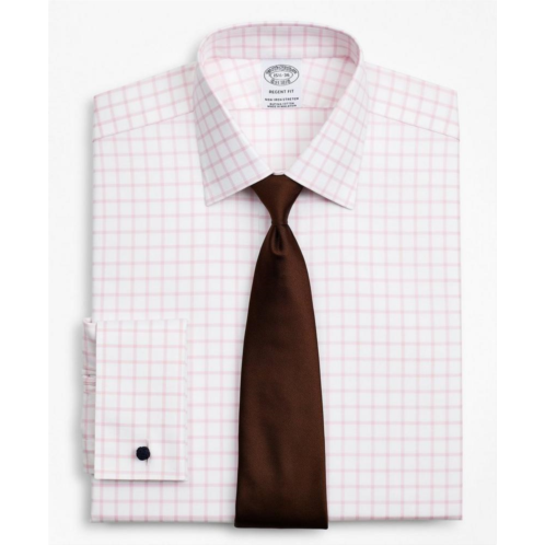 Brooksbrothers Stretch Regent Regular-Fit Dress Shirt, Non-Iron Twill Ainsley Collar French Cuff Grid Check
