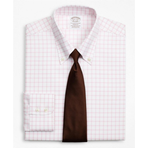 Brooksbrothers Stretch Soho Extra-Slim-Fit Dress Shirt, Non-Iron Twill Button-Down Collar Grid Check